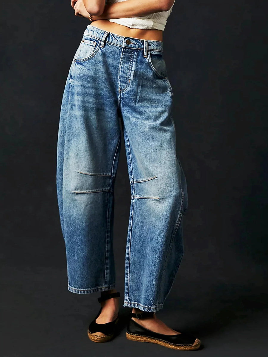 Zephyrine - Leopard Print Barrel Jeans
